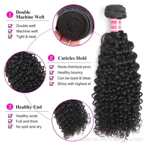 Wholesale Kinky Curly Raw Virgin Cuticle Aligned Brazilian Human Hair Extension 3 4 Bundles For Sale Double Weft Curly Hair